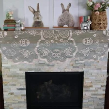 Easter Mantle Scarf For Fireplace Decorations Lace Spring Floral Easter Eggs Sca