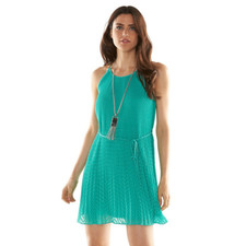 Green St. Patrick's Day Dress ELLE Tropic Treasure Turquoise PLEAT Halter Large