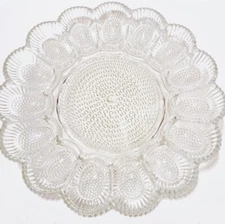 Indiana Glass Deviled Egg Dish Serving Platter Plate 11" Clear Hobnail Vintage 