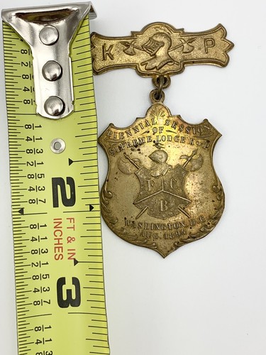 1894 Knights of Pythias Bicentennial Session of Supreme Lodge Washington DC Pin - Picture 7 of 7