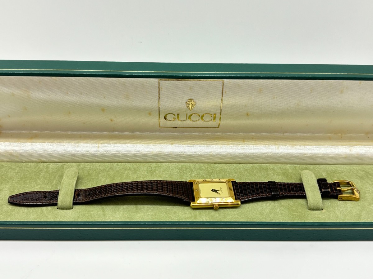 Exc+5] Gucci 4200L 20mm Square Gold Dial Quartz Women's Vintage