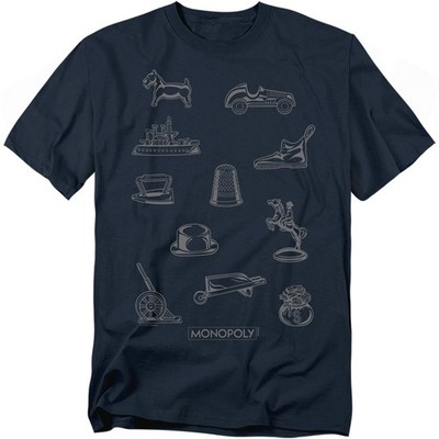 Hasbro - Monopoly - Token - Adult Unisex Short Sleeve T-Shirt - Black