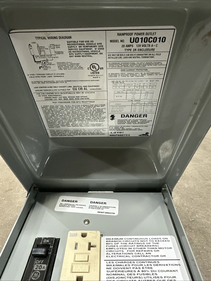 🔴Midwest Electric U010C010 Rainproof Power Outlet 20A 120V 3R W/GFCI‼️ - Image 4 of 4