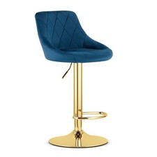 Tabouret KAST - velours bleu marine / piètement doré
