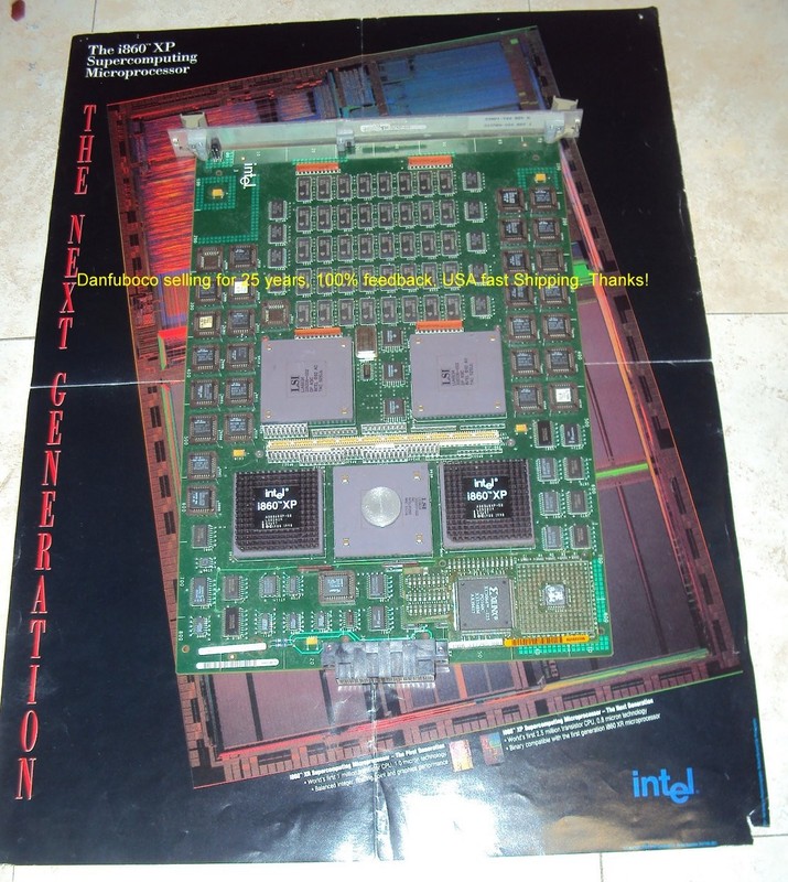 INTEL i860 Paragon Supercomputer GP16 node with Intel Poster Vintage Rare Used.
