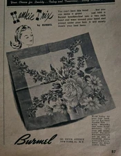 1944 Burmel Hankie Trix Floral Handkerchief Vintage ad