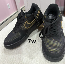 Nike Air Force 1 Black Gold Womens Low Top La...