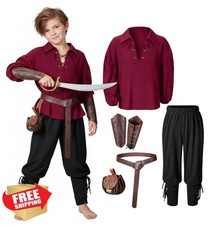 Boys Viking Pirate Tunic Costume Set 3-14 Years Cosplay