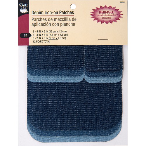 Dritz 55282 Bügelflicken 12/Pkg - verschiedene Denim