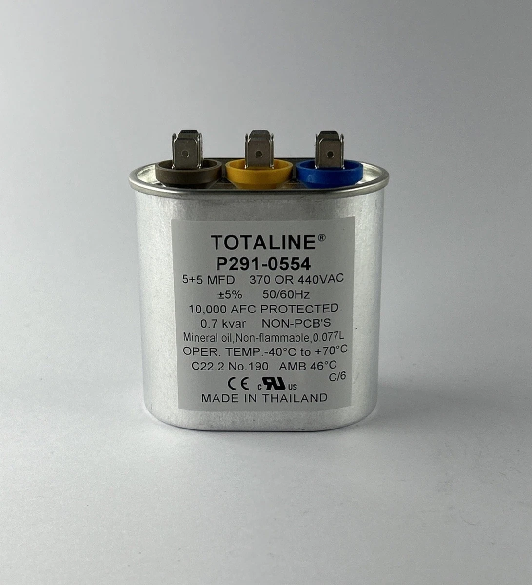 Totaline P291-0554 5+5 MFD Oval Dual Run Capacitor 370/440VAC HVAC photo 2