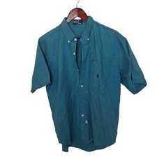 Polo Ralph Lauren Men's Teal Short Sleeve Button Down Shirt 100 Cotton XL