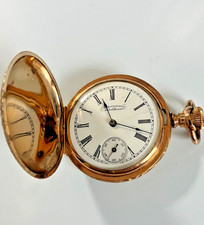 Antique American Waltham 14K Gold-Filled Hunter Case Pocket Watch 1898 Ornate