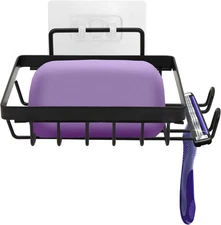 Soap Holder Self Draining Dish Razor for Shower Charcoal Black 