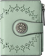 Small Wallet for Women Bifold RFID Blocking Card Holder Leather Wallets Green