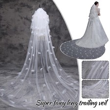 Velo da Sposa Lungo Multistrato 3D Fiori Tulle Abito da Sposa Velo Accessori