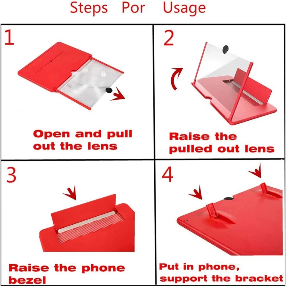 Lupa de pantalla para teléfono inteligente de 12" 3D HD video teléfono móvil amplificador soporte Foto 3 de 4