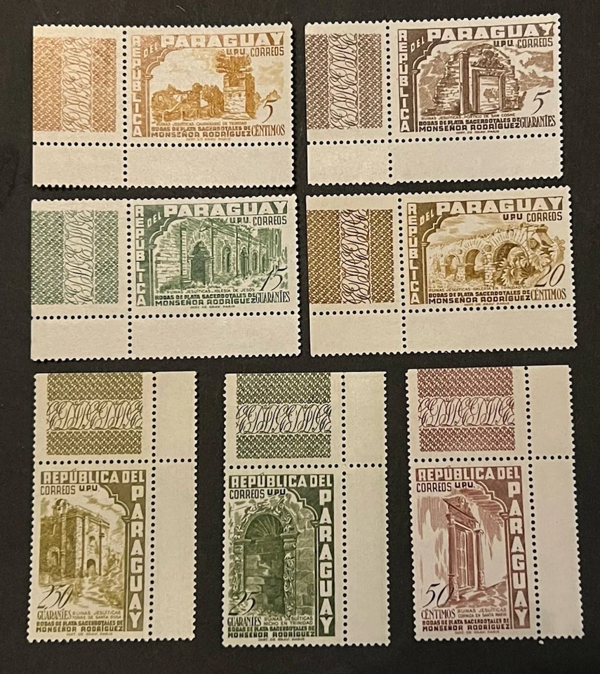 Travelstamps 1955 Paraguay Stamps Sc #491-497  - Monsenor Rodriguez MNH OG Tabs - Image 2 of 4