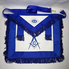 MASTER MASON Masonic APRON FRINGE EMBROIDERED Royal Blue Excellent Condition