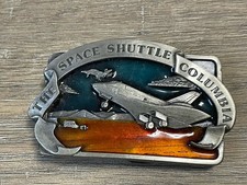 VINTAGE 1982 NASA SPACE SHUTTLE COLUMBIA BELT BUCKLE DETAILED PEWTER