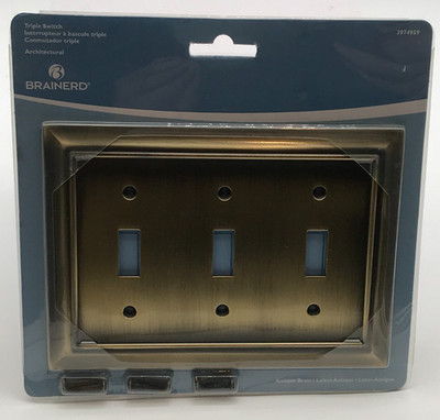 Brainerd Wall Switch Plate Antique Brass Finish Triple Switch 3974959 (R11)