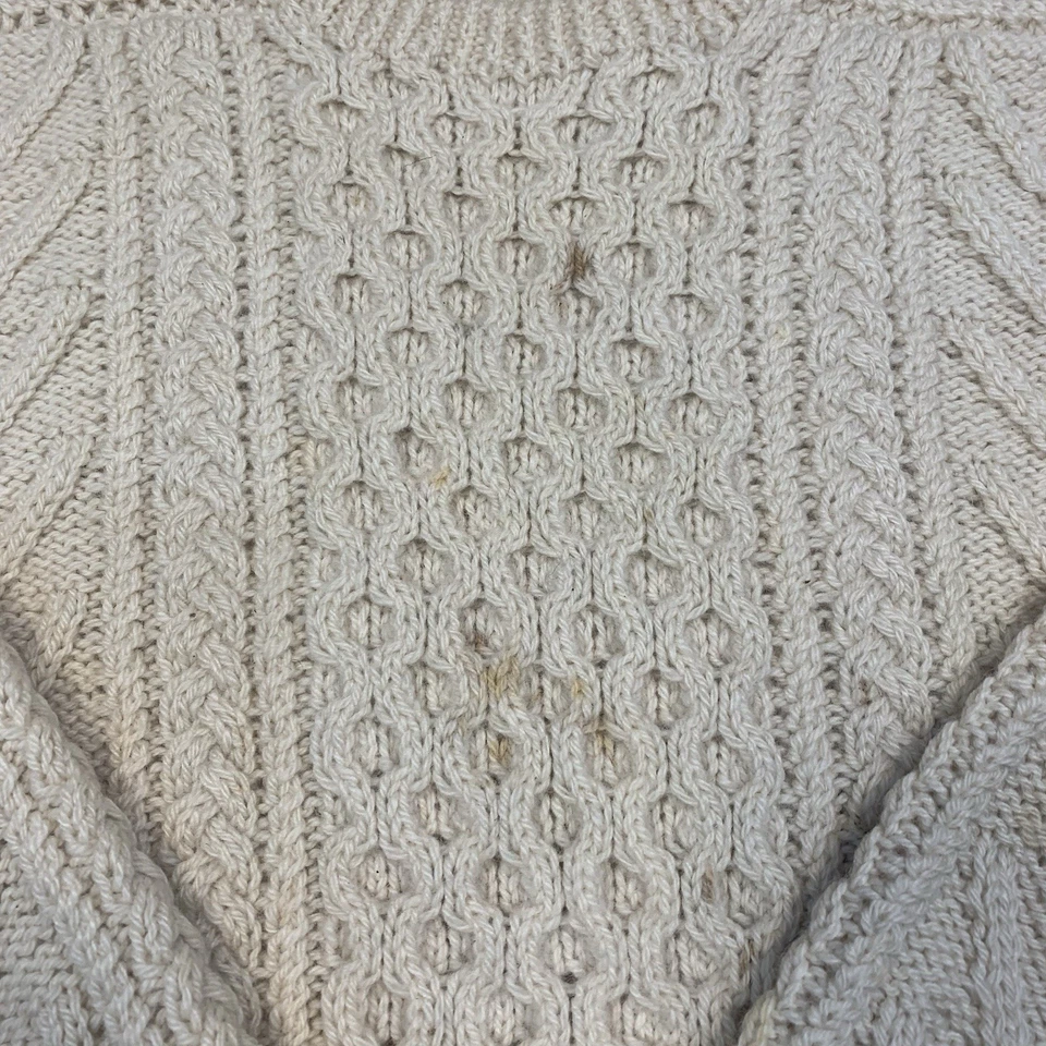 Suéter De Colección Gaeltarra Tejido a Mano Aran Grueso Tejido con Cable Irlanda Crema Para Hombres XL Foto 4 de 4