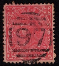 Australia Victoria 1905 One Penny 1d red perf 12 x 12&frac12; SG417 Used numeral 97