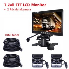 ESSGOO 7'' Monitor 4Pin 10M Auto LKW Bus 2 x Rückfahrsystem Einparkkameras
