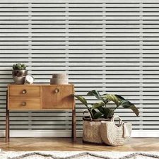 Wooden Paneling Wallpaper Realistic Wood Slats 3D Effect FD43219 Grey / Black