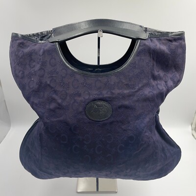 CELINE C Macadam Canvas Handtasche Navy Auth Japan Vintage 714