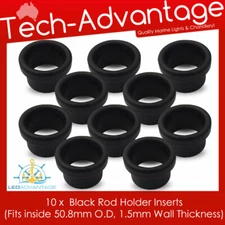 10 X 1.5MM WALL BLACK 2" (50.8MM O.D) FISHING ROD HOLDER NYLON INSERT PROTECTORS