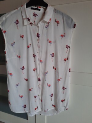 Zero Tunika Bluse Gr. 34 cremeweiß mit Vogelmotiv sommer urlaub