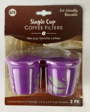 Single Cup Coffee Filters Eco-friendly Reusable 2PK Keurig Compatible w/ Keurig