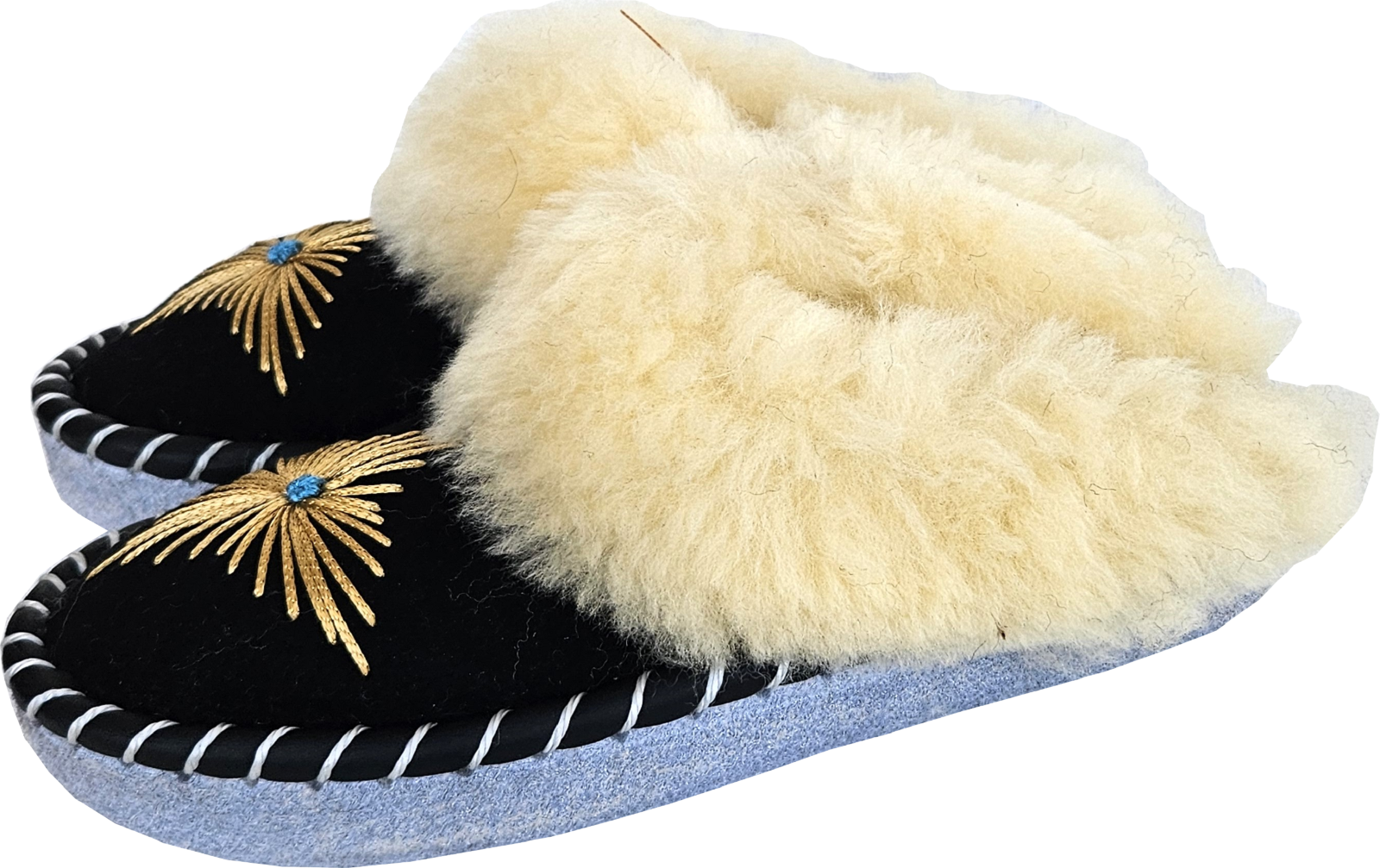 APL PELLICCIA DI AGNELLO calde PANTOFOLE mules mulacce taglia 42 NUOVE pelle di pecora pelle fatte a mano