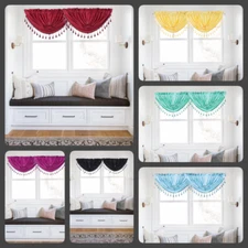 Waterfall cascade 1 panel window kitchen curtain valance beaded white lined RS8 