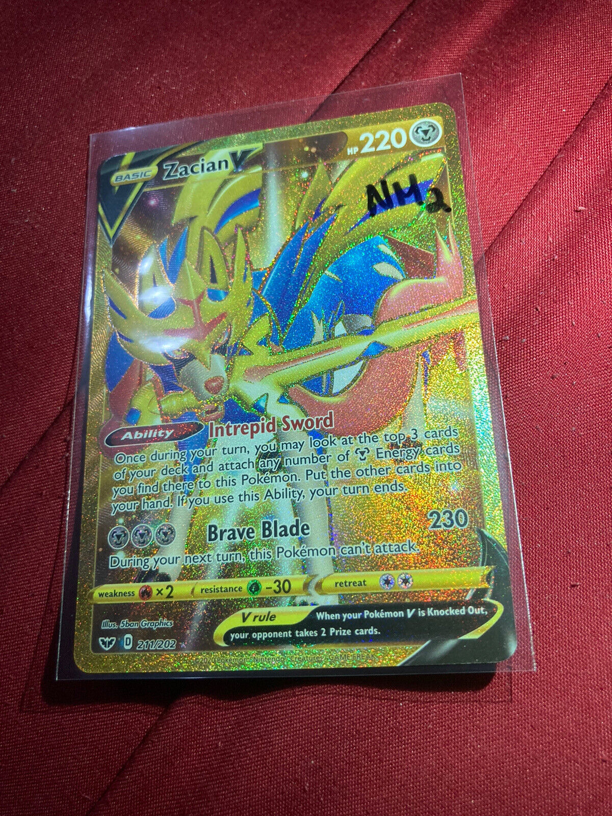 Pokemon TCG SS Zacian V Gold Holo Secret Rare Card