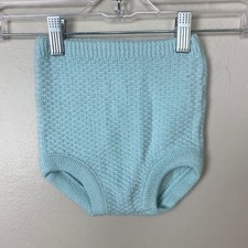 Vintage 1970s Seed Stitch Knitted High Waisted Kid Bloomer Baby Blue Brief Short