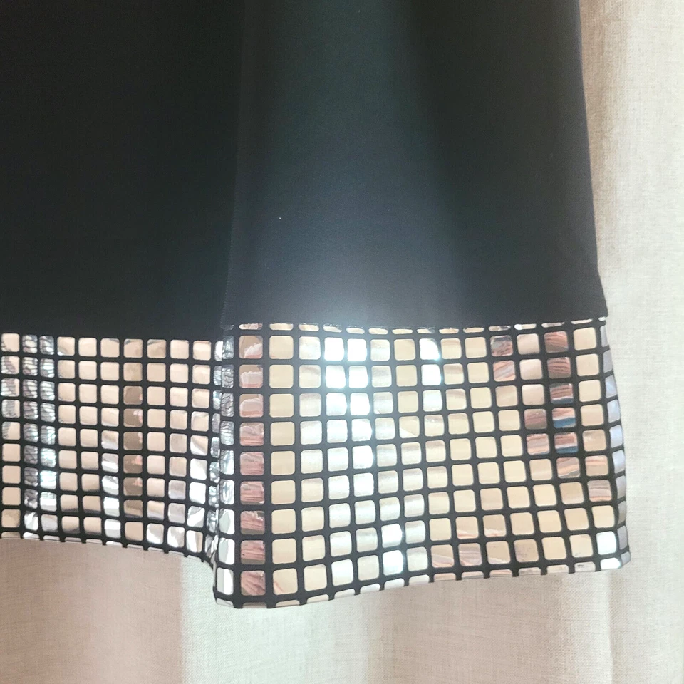 Tiana B. Платье 12 L черные серебристые металлические акценты для круиза 3/4 Slv - Изображение 2 из 4