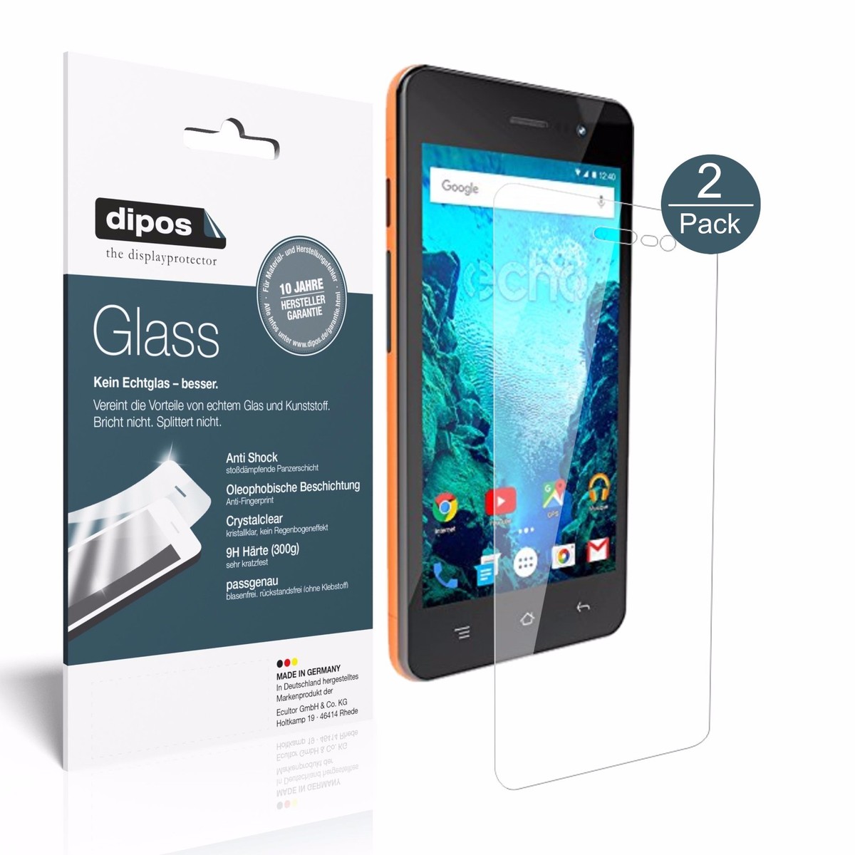 Dipos 2x Pellicola Protettiva Crystalclear Per ECHO WIZO WIZ 4,5 Pollici - Made In Germany, Taglio Laser