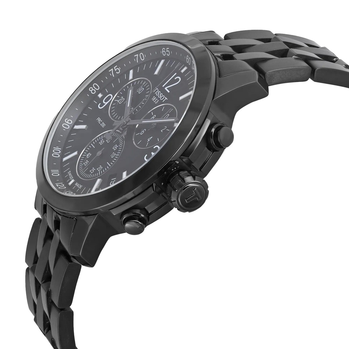 TISSOT PRC 200 ブラック ステンレス TISSOT PRC 200 42MM CHRONO SS Black Dial Men's Watch