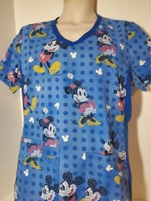 Disney Minnie Mickey Mouse Scrub Top Blue Size Medium M