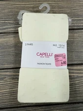 Capelli New York 2 Pairs Fashion Tights M/L 12/14 White Clearance Sale