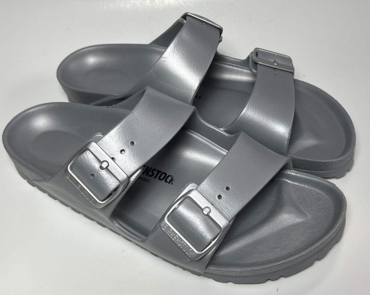 Birkenstock Arizona Silver Sandals Slides Unisex Pool Shoes  display picture 2