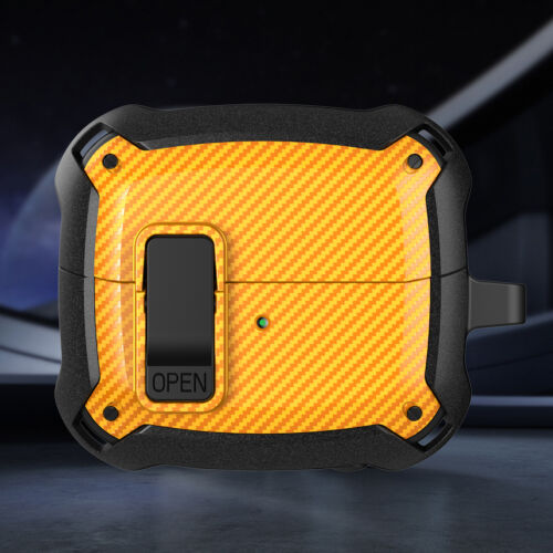 For Samsung Galaxy Buds 3/3 Pro Carbon Fiber Rugged Secure Lock Case+Keychain - Picture 12 of 19