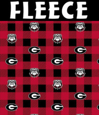 NCAA University of Georgia Buffalo Plaid GA-1190 Fleece Fabric by the Yard