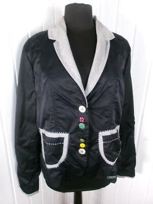 Veste Blazer Desigual Bleu Marine Brodé - Taille XL (44/46) - Polyester Doublé Coton - Occasion Très Bon état
