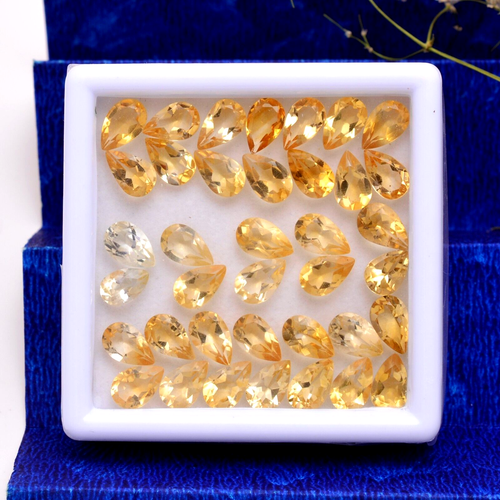 38 Pcs VVS Natural Citrine Pear Faceted Cut 8mm*5mm Loose Untreated Gemstones