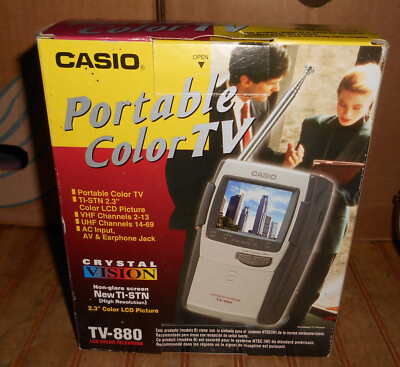 Vintage 1997 Casio Portable Color TV model TV-880 Screen Size 2.3