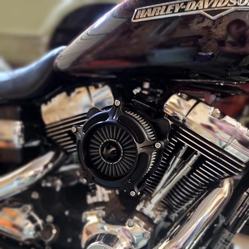 Spike Ops Black Air Intake Filter For Harley Softail FLSTNI FXST Slim FLS 00-15 - Image 3 of 4