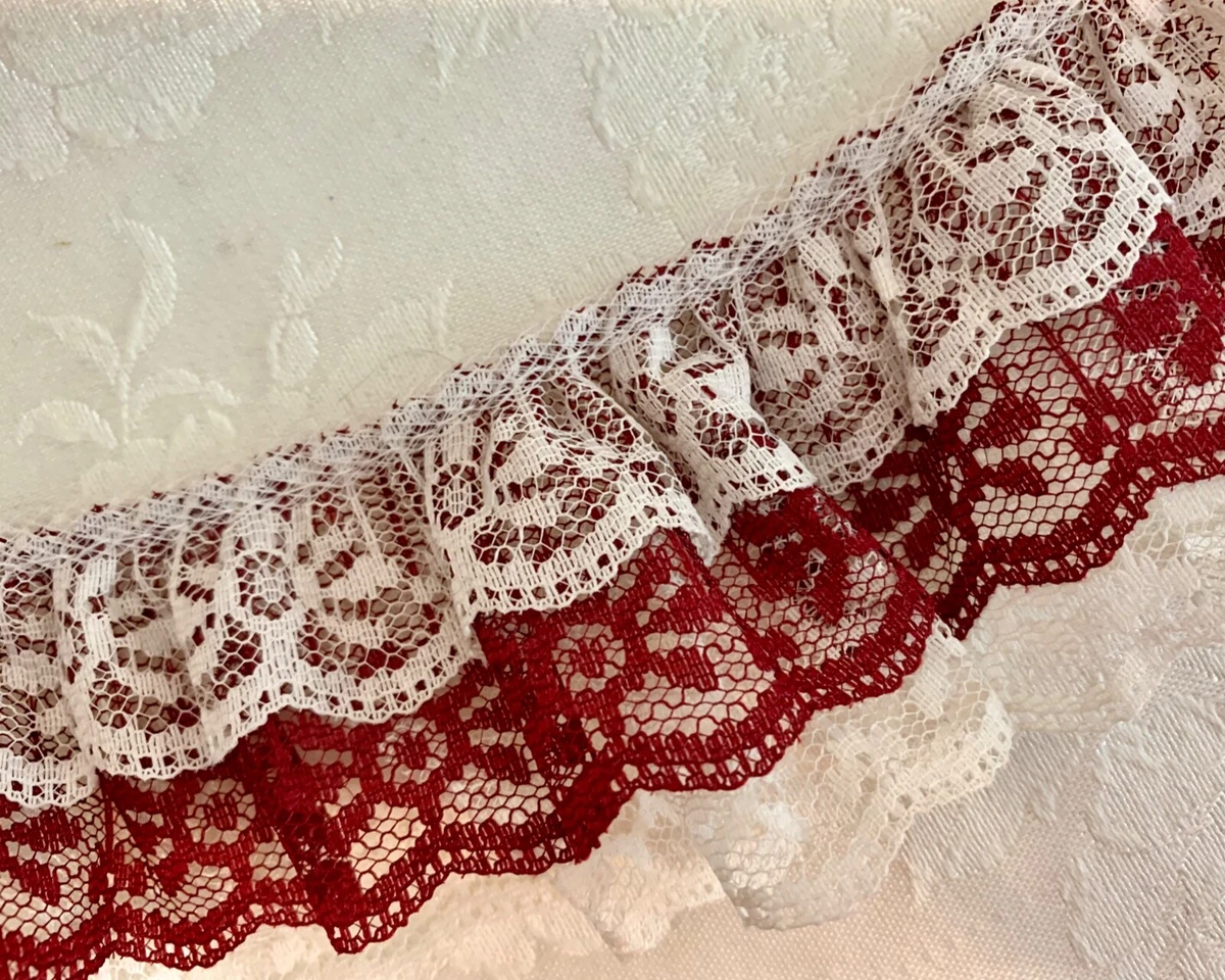 Red White French Lace Ruffle Trim 3 Layers Trimming Sewing