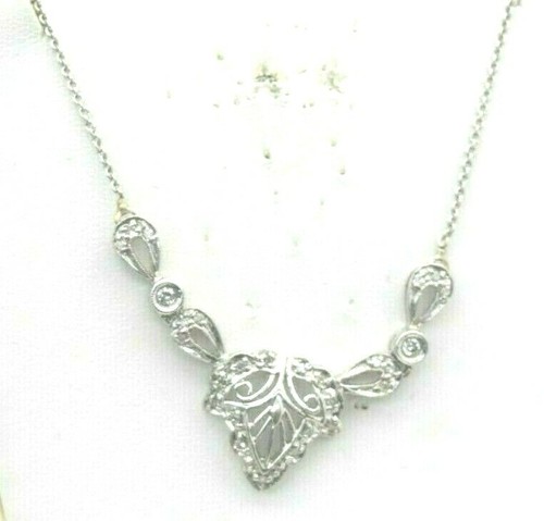 14K White Gold Filigree Necklace with 